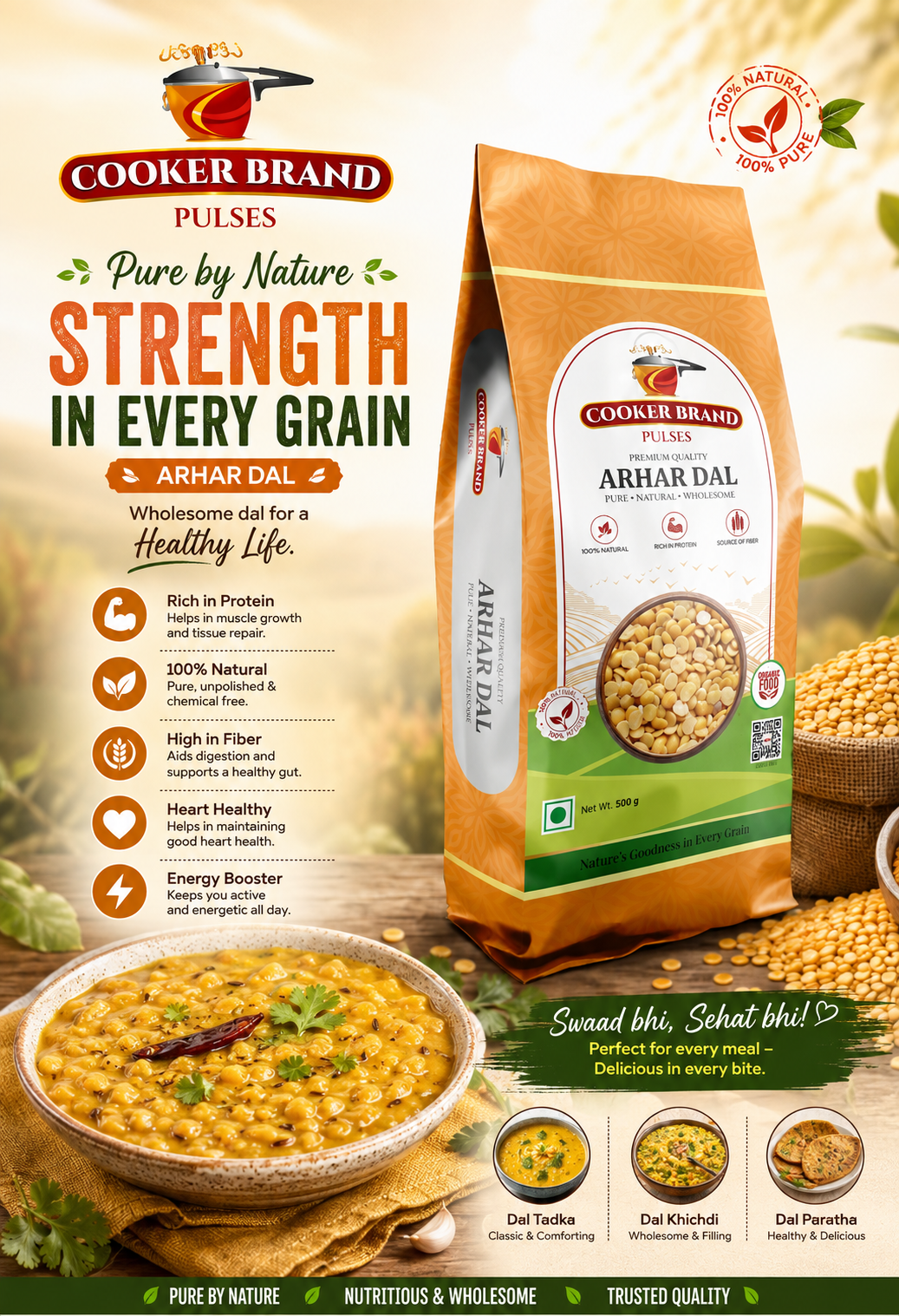 100% Unpolished Toor Dal